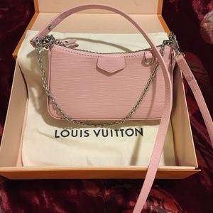 Louis Vuitton Pouch On Strap Epi Leather Purse-Rose Ballerine